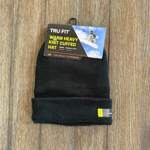 Black Heavy Knit Cuffed Hat